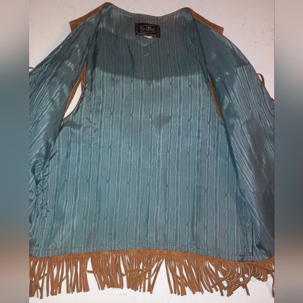 Rich Brown Western Leather Fringe Vest Size 42 Excellent Used Condition - Picture 3 of 7